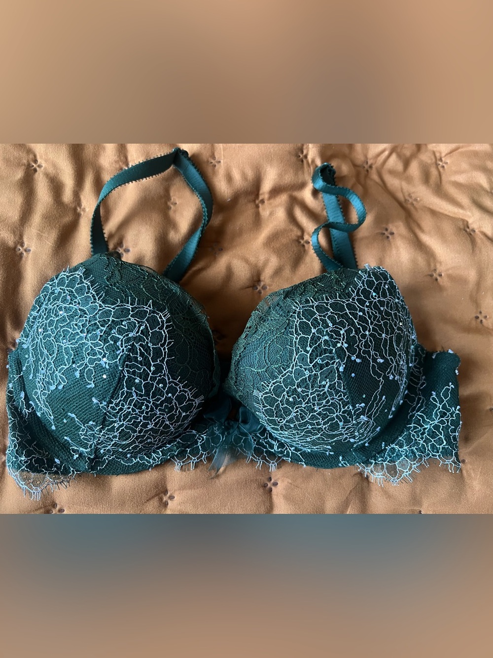 Victoria's Secret Teal Lace Push-Up Bra with Light Embroidery